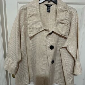 Ali Miles Croc-Embossed Cream Blazer